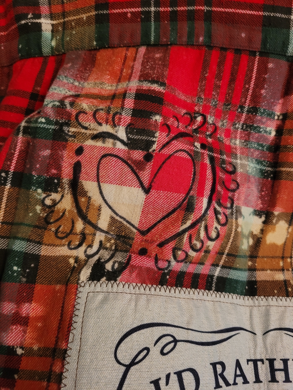 Plaid Patchback Shirt with Whiskey Graphic - Red Multi - Picture 6 of 7